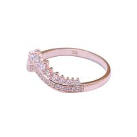 Cubic Zirconia Micro Pave Brass Ring Cupronickel & micro pave cubic zirconia & for woman rose gold color nickel lead & cadmium free Sold By PC