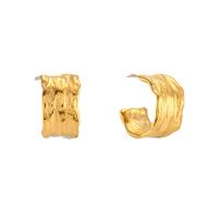 Stainless Steel Stud Earrings, 304 Stainless Steel, Vacuum Ion Plating, for woman, golden, 12.50x19.80mm, Sold By Pair