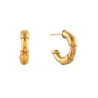 Stainless Steel Stud Earrings, 304 Stainless Steel, Vacuum Ion Plating, for woman, golden, 22x19mm, Sold By Pair