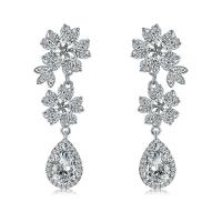 Cubic Zirconia Micro Pave Brass Earring, micro pave cubic zirconia & for woman, nickel, lead & cadmium free, 50mm, Sold By Pair