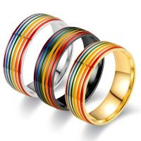Пальцевидное Кольцо Титановой Стали, титан, Мужская & разный размер для выбора & эмаль, Много цветов для выбора, 8x2mm, продается PC