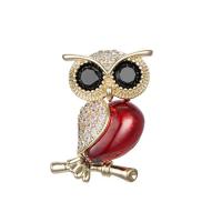 Cubic Zirconia Brooch, Brass, Owl, fashion jewelry & micro pave cubic zirconia & for woman, more colors for choice, nickel, lead & cadmium free, 12x20mm, Sold By PC