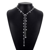 Fashion Fringe Necklace Zinc Alloy plated vintage & for woman & with rhinestone nickel lead & cadmium free Length 14.37-18.3 Inch Sold By PC