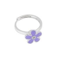 Brass Finger Ring Flower plated Adjustable & fashion jewelry & for woman & enamel nickel lead & cadmium free 12.50mm US Ring Sold By PC