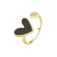 Cubic Zirconia Micro Pave Brass Ring, Heart, plated, fashion jewelry & micro pave cubic zirconia & for woman & epoxy gel, more colors for choice, nickel, lead & cadmium free, 10.50mm, US Ring Size:8, Sold By PC