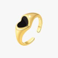 Messing ringen, Hart, plated, Verstelbare & mode sieraden & voor vrouw & glazuur, meer kleuren voor de keuze, nikkel, lood en cadmium vrij, 8.10mm, Maat:7.5, Verkocht door PC