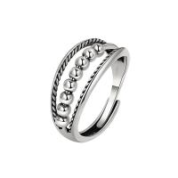 Brass Finger Ring silver color plated Adjustable & fashion jewelry & for woman silver color nickel lead & cadmium free 9.40mm US Ring .5 Sold By PC