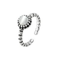Ring Finger mosiądz, ze Opal morski, Kwiat, Platerowane w kolorze srebra, Regulowane & biżuteria moda & dla kobiety, srebro, bez zawartości niklu, ołowiu i kadmu, 8.60mm, rozmiar:6.5, sprzedane przez PC