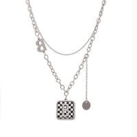Титановые стали ожерелье, титан, Геометрический узор, Мужская & с письмо узором, оригинальный цвет, длина:Приблизительно 50 см, продается PC