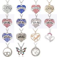 Tibetan Style Jewelry Necklace, plated, with letter pattern & for woman & with rhinestone, Random Color, Length:Approx 40 cm, Sold By PC