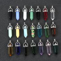 Glass Tibetan Style Pendant, with Tibetan Style, Geometrical Pattern, DIY, more colors for choice, 8x32mm, Sold By PC
