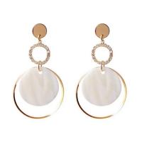 Shell Earrings White Shell with Zinc Alloy Geometrical Pattern plated for woman & with rhinestone & hollow Sold By Pair