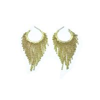 Fashion Fringe Earrings Brass Tassel gold color plated fashion jewelry & for woman nickel lead & cadmium free 100mm Sold By Pair