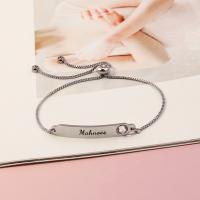 Stainless Steel Jewelry Bracelet 304 Stainless Steel box chain & with letter pattern & for woman original color Length Approx 50-90 mm Sold By PC