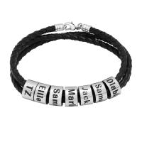 PU Leather Cord Bracelets with 304 Stainless Steel with letter pattern & for man 63-68mm Sold By PC