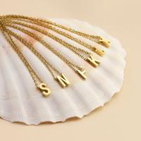 Edelstahl Schmuck Halskette, 304 Edelstahl, mit Verlängerungskettchen von 5cm, Alphabet-Buchstabe, vergoldet, Oval-Kette & für Frau, keine, Länge:ca. 45-48 cm, verkauft von PC