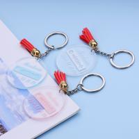 Bag Purse Charms Keyrings Keychains, Acrylic, Flat Round, Unisex & with letter pattern, 110x50mm, Sold By PC