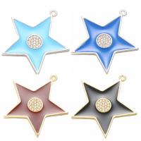 Brass Jewelry Pendants, Star, gold color plated, micro pave cubic zirconia & enamel, more colors for choice, 30x29x2mm, Hole:Approx 1.2mm, 10PCs/Lot, Sold By Lot