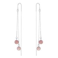 925 Sterling Silver Drop &  Dangle Earrings, with Gemstone, different packing style for choice & different materials for choice & for woman, silver color, 120mm, Sold By Lot