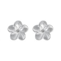 925 Sterling Silver Stud Earrings, Flower, different packing style for choice & for woman, silver color, 4mm, Sold By Lot