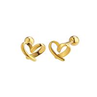 925 Sterling Silver Stud Earrings Heart plated & for woman & hollow 3mm Sold By Lot