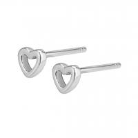 925 Sterling Silver Stud Earrings Heart epoxy gel  & for woman & with rhinestone silver color 3mm Sold By Lot
