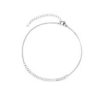 Brass Anklet, platinum color plated, micro pave cubic zirconia & for woman, Length:Approx 9 Inch, Sold By PC
