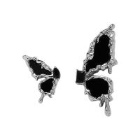 Asymmetric Earrings Zinc Alloy with Plank Butterfly silver color plated fashion jewelry & for woman nickel lead & cadmium free 2*1cm 8.9*1.8cm Sold By Pair