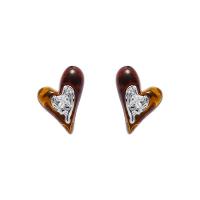 Zinc Alloy Stud Earring with Resin Heart silver color plated fashion jewelry & for woman nickel lead & cadmium free Sold By Pair