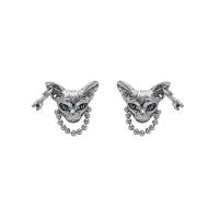 Tibetan Style Stud Earring, silver color plated, fashion jewelry & micro pave cubic zirconia & for woman, nickel, lead & cadmium free, 15x16mm, Sold By Pair