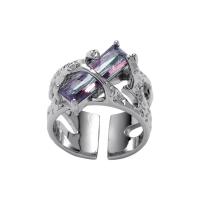 Cink Alloy Finger Ring, pozlaćen, modni nakit & micro utrti kubni cirkonij & za žene, više boja za izbor, nikal, olovo i kadmij besplatno, Prodano By PC