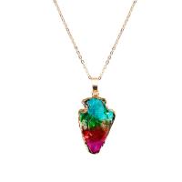 Ожерелья из драгоценных камней, Природный камень, с Латунь, плакирован золотом, без кабеля, Много цветов для выбора, 35mm, продается PC