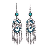 Fashion Fringe Earrings, Tibetan Style, fashion jewelry & for woman & with rhinestone, more colors for choice, nickel, lead & cadmium free, 88x23mm, Sold By Pair