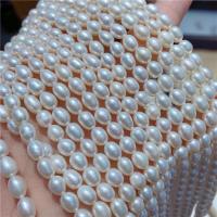 Perlas Arroz Freshwater, Perlas cultivadas de agua dulce, Bricolaje, Blanco, 5-6mm, Vendido para aproximado 15 Inch Sarta