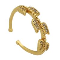 Cubique anneau en laiton Circonia Micro Pave, Placage de couleur d'or, bijoux de mode & pavé de micro zircon & pour femme, doré, 5mm, Taille:6, Vendu par PC