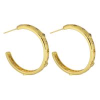 Boucles d'oreilles en laiton zircon cubique pavent, Placage de couleur d'or, bijoux de mode & pavé de micro zircon & pour femme, doré, 4x36x34mm, Vendu par paire