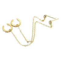 Boucles d'oreilles en laiton zircon cubique pavent, Placage de couleur d'or, bijoux de mode & pavé de micro zircon & pour femme, multicolore, 106mm, Vendu par paire