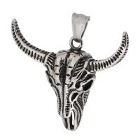 Stainless Steel Skull Pendants, 316 Stainless Steel, polished, fashion jewelry & DIY & blacken, original color, 45x39x11mm, Hole:Approx 5mm, Sold By PC