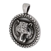 Stainless Steel Animal Pendants, 316 Stainless Steel, Tiger, polished, fashion jewelry & DIY & blacken, original color, 27x35x6mm, Hole:Approx 5mm, Sold By PC