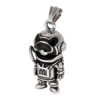 Stainless Steel Pendants, 316 Stainless Steel, Astronaut, polished, fashion jewelry & DIY & enamel & blacken, original color, 19x47x10mm, Hole:Approx 5mm, Sold By PC