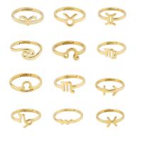 Stainless Steel Finger Ring, 304 Stainless Steel, 12 Signs of the Zodiac, Vacuum Ion Plating, Adjustable & Zodiac symbols jewelry & for woman, more colors for choice, 2mm, Inner Diameter:Approx 17mm, Sold By PC
