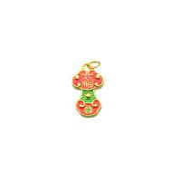 Zinc Alloy Enamel Pendants Ruyi sang gold plated Unisex red nickel lead & cadmium free Sold By PC