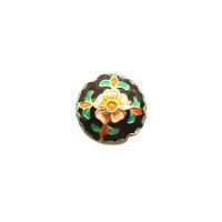Tibetan Style Jewelry Beads, Flat Round, gold color plated, DIY & enamel, mixed colors, nickel, lead & cadmium free, 18mm, Sold By PC