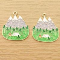 Tibetan Style Enamel Pendants, gold color plated, Unisex, mixed colors, nickel, lead & cadmium free, 18-25mm, Sold By PC