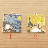 Tibetan Style Enamel Pendants, Rectangle, gold color plated, Unisex, more colors for choice, nickel, lead & cadmium free, 18-25mm, Sold By PC