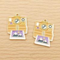 Tibetan Style Enamel Pendants, gold color plated, Unisex, mixed colors, nickel, lead & cadmium free, 18-25mm, Sold By PC