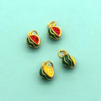 Tibetan Style Enamel Pendants, Watermelon, sang gold plated, DIY, more colors for choice, nickel, lead & cadmium free, 10mm, Sold By PC