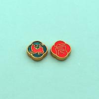 Tibetan Style Jewelry Beads, sang gold plated, double-sided enamel & DIY, mixed colors, nickel, lead & cadmium free, 10mm, Sold By PC