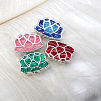 Tibetan Style Jewelry Beads, Flower, plated, DIY & enamel, more colors for choice, nickel, lead & cadmium free, 13x9.50x4mm, Sold By PC