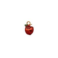 Tibetan Style Enamel Pendants, Apple, gold color plated, DIY, red, nickel, lead & cadmium free, 10mm, Sold By PC